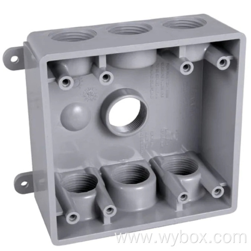 Single-Gang Weatherproof Gray Threaded Outlets Hubbell-Bell PSB37550GY 1-Gang Gray Non-Metallic Weatherproof Box